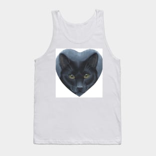 Black Cat Heart Portrait Tank Top